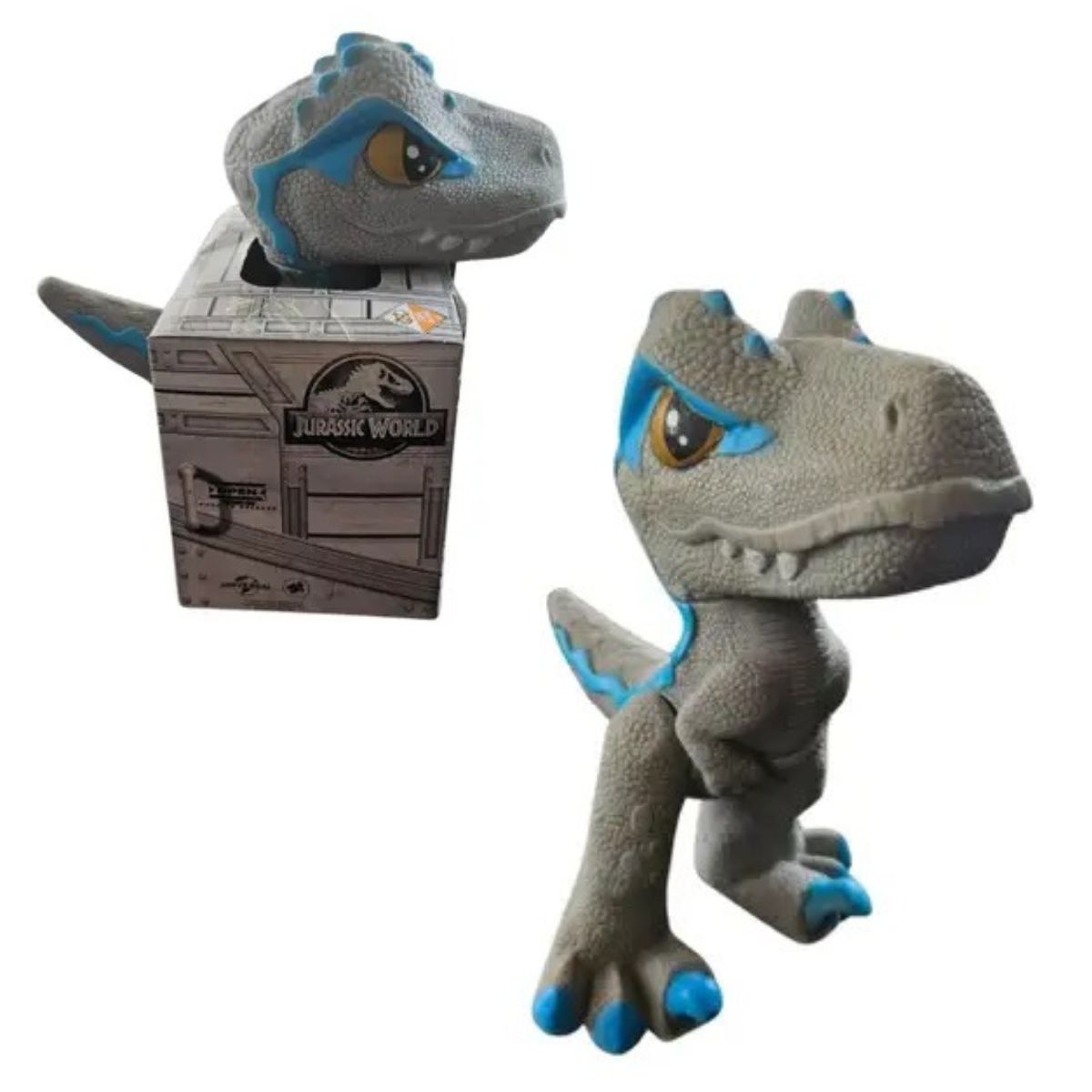 Mini Dino Velociraptor Blue Cinza Na Casinha Jurassic Word - Pupee Mini Dino Velociraptor Blue Cinza Na Casinha Jurassic Word - Pupee